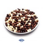 Crispies Size 4mm - Coated with 80% dark, milk, and white chocolate